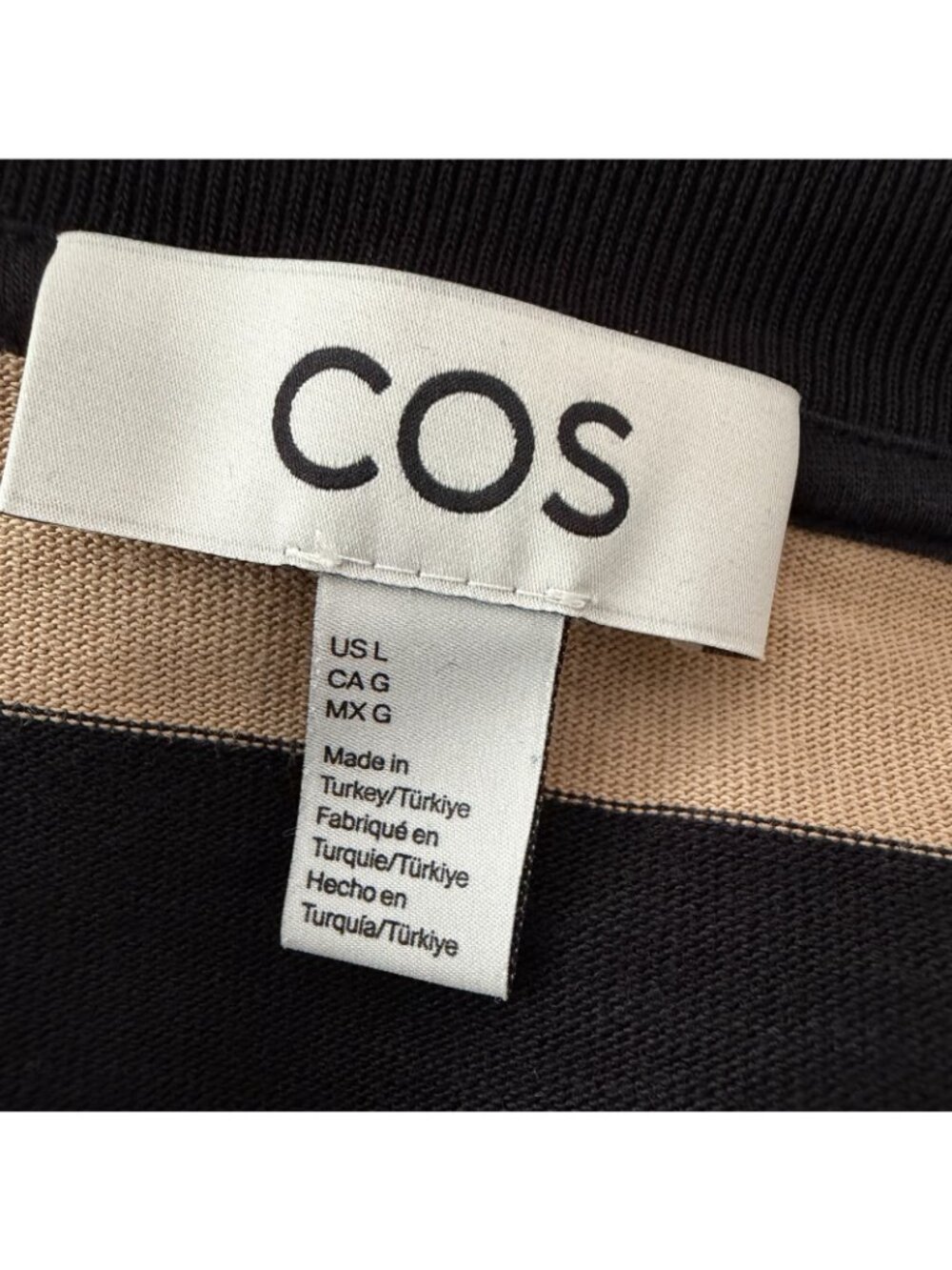 COS Black and Beige Striped Midi Dress - Picture 5 of 7